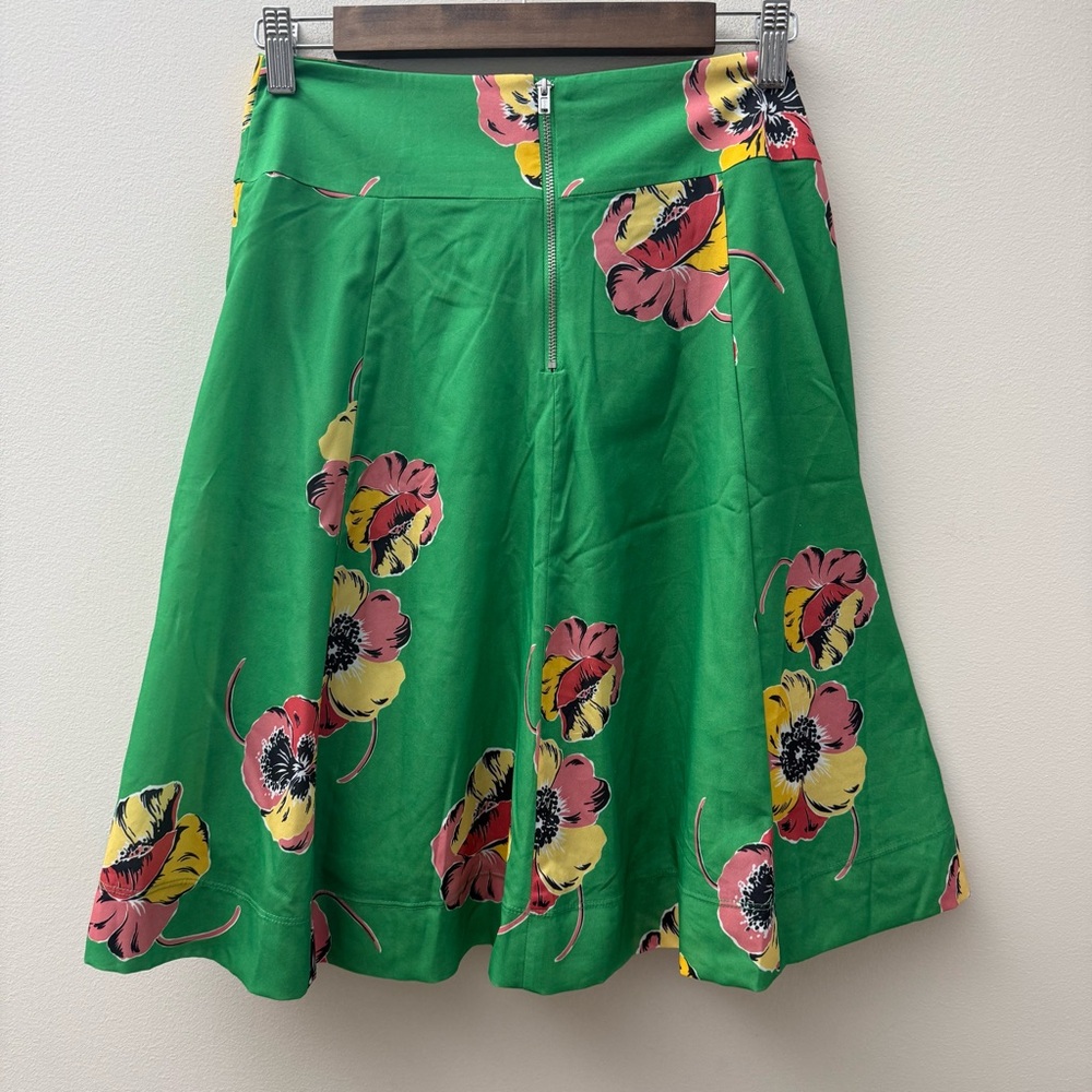Floral Green A-Line Skirt - Picture 4 of 7